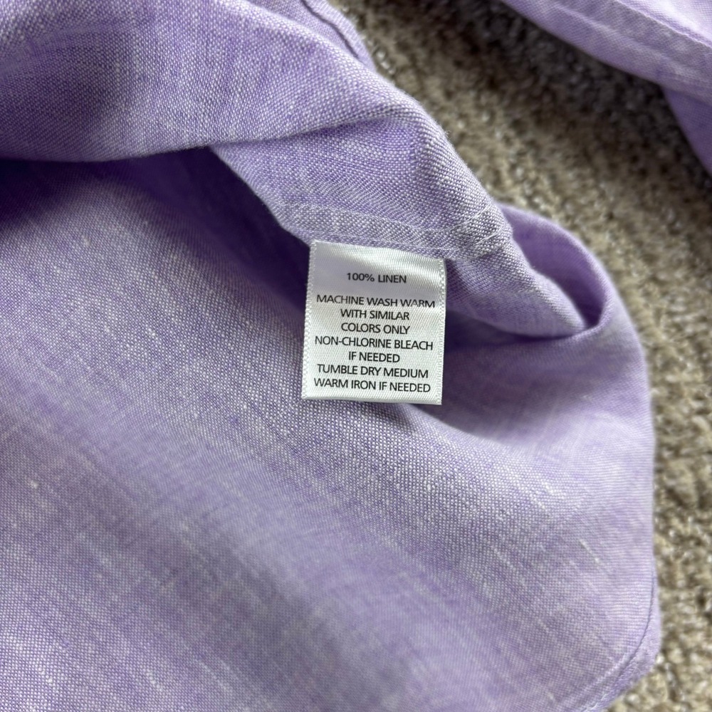 UNTUCKit Selegas Men's‎ Large Purple Linen Button Down Shirt Long Sleeve Casual - Picture 10 of 10